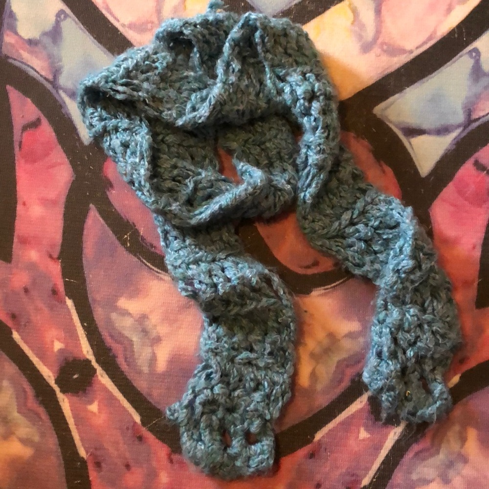CUSTOM Blue Hand Crocheted Scarf